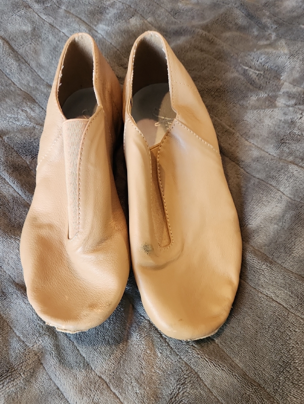 Tan Leather Slip-On Dance Shoes Size 10AD